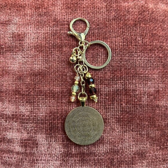 ELEGANT FILIGREE Bag Charm Brown Gold Tone - Picture 6 of 9